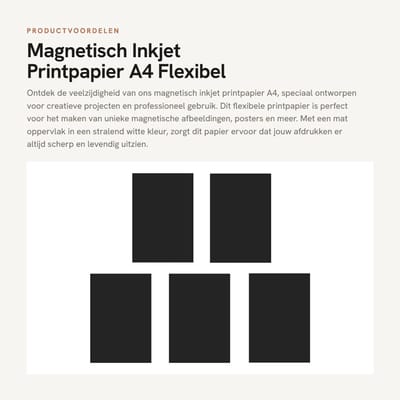 Dailygoods- Inkjet Printpapier A4 Magnetisch - Mat Oppervlak - 5 Stuks - 210x297mm - Flexibel - Gewicht 215 gram