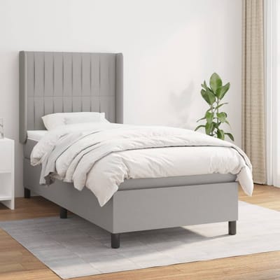 vidaXL - Boxspring - met - matras - stof - lichtgrijs - 80x200 - cm