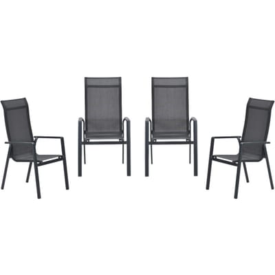 Garden Impressions Osaka stapelbare tuinstoelen set van 4 – carbon black / dark grey