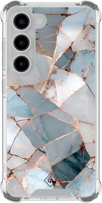 Casimoda® hoesje - Geschikt voor Samsung Galaxy S23 - Azure Geo - Shockproof case - Extra sterk - TPU/polycarbonaat - Blauw, Transparant