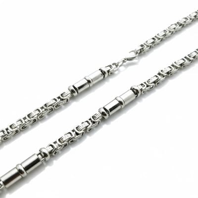 Aramat Jewels | Halskettingen | Stalen Konings Ketting met Versace Motief | Zilverkleur | |8mm | Staal | Volwassenen | Verkleurd niet