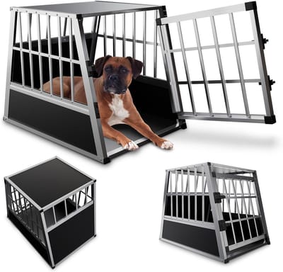 Hondentransportbox - Reiskennel - Veilig Vervoer - Lichtgewicht Aluminium - 91 x 65 x 69 cm - Zilver