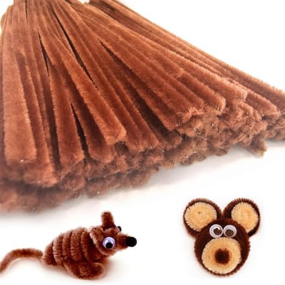 100 Stuks Chenille Pijpjes voor Creatieve DIY Projecten, Kleurrijke Craft Wire voor Bloemen en Ambachten, Donkerbruin