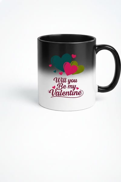 Magische Mok 'Will you Be my Valentine' | Kleurveranderende Valentijn Mok met Hartjes