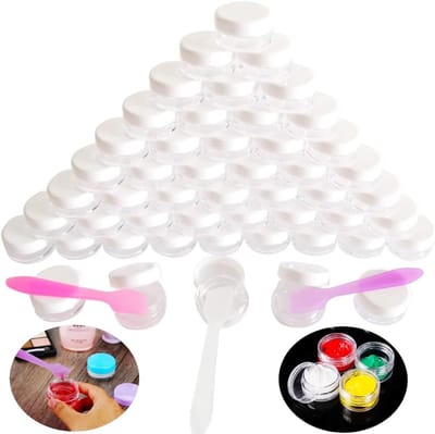 Set van 50 Transparante Mini Jars van 3 ml voor Nagelkunst, Cosmetica, Lipbalsem en Ointments met Schroefdop, Perfect voor Poeders, Strass, Kralen en Opslag