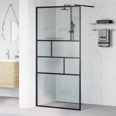 vidaXL - Inloopdouchewand - Zwart - 100 - x - 195 - x - 0,5 - cm - Glas - en - Aluminium