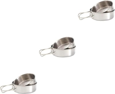BESPORTBLE 3 Sets 2 Serviesgoed 2-Delige Set Roestvrijstalen Serveergerei Roestvrijstalen Servies Voor Buiten Roestvrijstalen Beker Backpacking Cup Roestvrijstalen Ketel Mini-Bolws