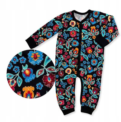 Dartomik Folk Serie - Baby Romper - Zwart - 56 - Oeko-tex
