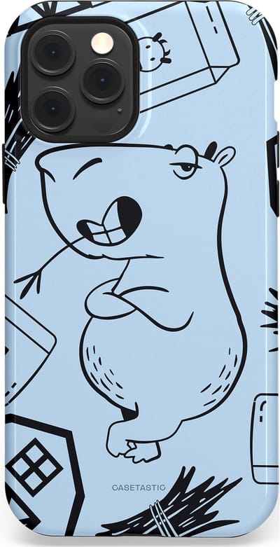 Casetastic Hoesje Geschikt voor Apple iPhone 12/12 Pro Magsafe - Stijlvolle Beschermende Duo-layer Case - Capibara chillen