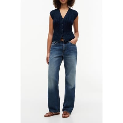 Tommy Hilfiger Mid Cable Vest Cardigan Dark Night Navy Größe: M | Cardigans Outlet | Damen | Schwarz