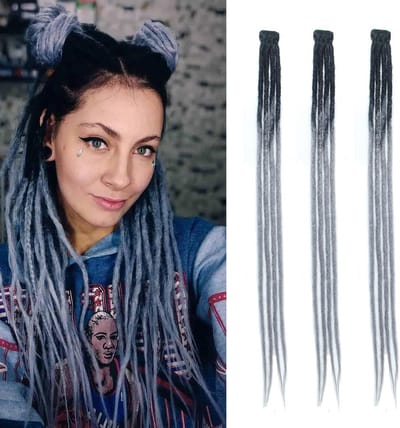 Handgemaakte Dunne Clip-In Dreadlock Extensions 60 cm Synthetisch Haar