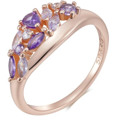 Tendance Bague Zircon Naturel Violet Entièrement Brillant Pour Femmes Luxe Couleur Or Rose Qualité Quotidien Fine Bijou Vintage Cadeau 10 gray