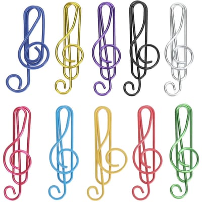100 Stuks Schattige Notitiepapierklemmen 10 Kleuren Metalen Muzieknootvormige Paperclips Paperclips voor Bureau blue