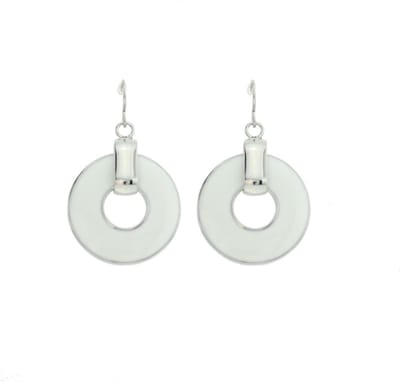 Behave - Oorbellen hanger wit rond zilverkleur - Minimalistisch design 4 cm