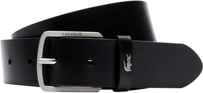 LACOSTE Leren Riem Elegance Plain Leather Belt W105 Noir Zwart