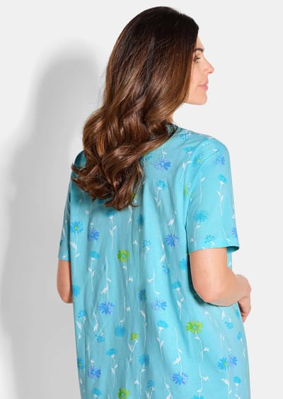 Twee nachthemden van puur katoen - perzik / turquoise / gedess. - Gr. 38 van Goldner Fashion