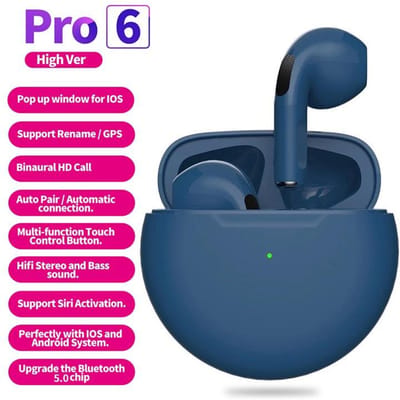 Écouteurs sans fil Bluetooth 5.0, oreillettes stéréo hi-fi, oreillettes de Sport avec micro, suppression du bruit, Mini casque bleu