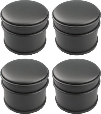 Gs Deurstoppers Set Van 4 - Roestvrij Staal met Rubberen Stootring en Anti-slip - Voor Binnen en Buiten - Zwart - 9 x 8 cm
