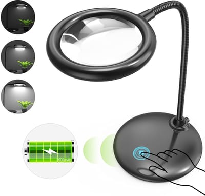 Unyqoos® Oplaadbare bureaulamp met vergrootglas en flexibele zwanenhals voor veelzijdig gebruik