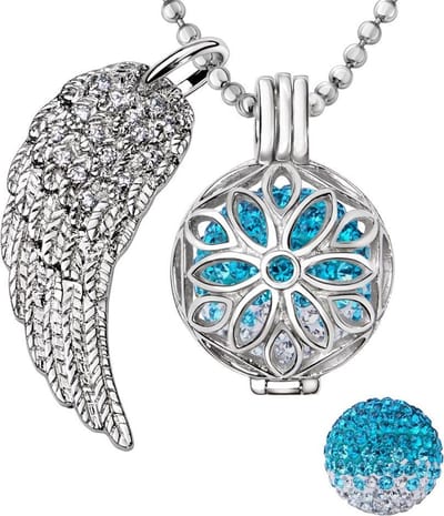 Engelenroeper 18mm Bolhouder met Ketting 90cm en Bolletje - Dames - Zilverkleurig Bloem - EBS18111
