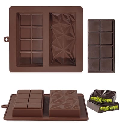 2 stuks siliconen vorm chocoladebord, Dubai chocolade, diepe siliconen chocoladevorm 2-in-1 siliconen vorm, chocoladebord, diepe chocoladevorm, voor chocolade, bonbons, snoep
