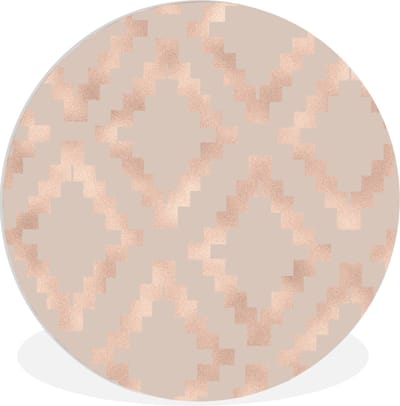 WallCircle - Wandcirkel 60x60 - Blok - Roze - Patronen - Ronde schilderijen woonkamer - Wandbord rond - Muurdecoratie cirkel - Kamer decoratie binnen - Wanddecoratie muurcirkel - Woonaccessoires