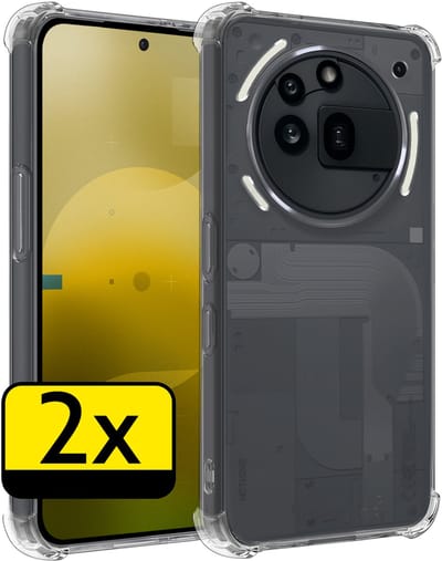 Hoesje - 2 Stuks - Geschikt voor Nothing Phone (3a) Pro - Sterk & Shockproof - Siliconen Case - Back Cover - Telefoon Hoes Shock Proof - Telefoonhoesjes - Transparant