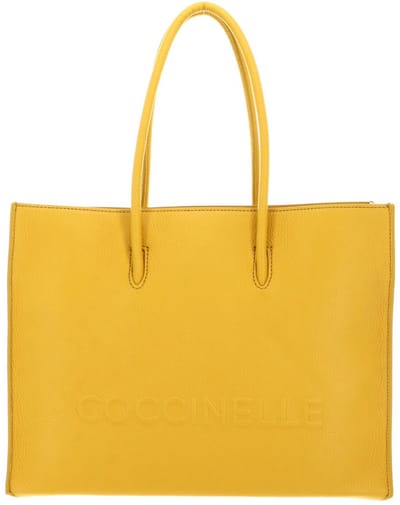 COCCINELLE Leren Handtas Myrtha Maxi Log Handbag Grained Leather Soleado Donkergeel