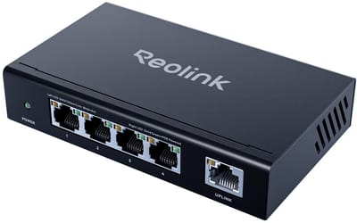 Reolink RLA-PS1E - 4+1-poorts PoE-switch - Compatibel met Reolink camera's & NVR - Metalen behuizing - Wand- of bureaumontage