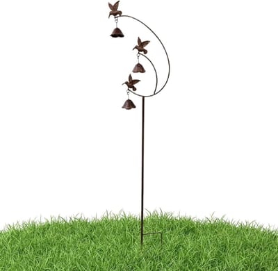 Decoratieve Tuin Staken - Metalen Kunst - Tuin Verfraaien - Met Belletjes - 120 cm Lengte - Groen