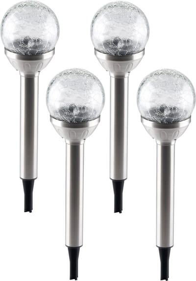 Grundig Solar tuinlamp - 4x - glazen bol - op zonne-energie - 25 cm - tuinverlichting