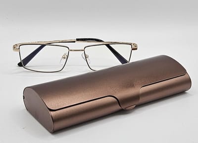 Aluminium bruine brillenkoker, harde slijtvaste praktische brillendoos van hoge kwaliteit / bruine metalen koker / brillenkoker hard case / brillendoos / geweldig cadeau / boîte / Aland optiek / hard case / harde hoes van metaal / brillenetui / doos