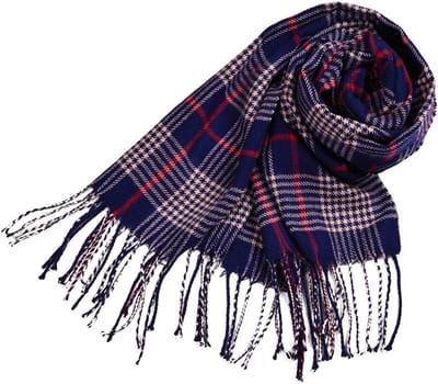 Dames en heren sjaal, geruite winter sjaal, 190 x 35 cm, warme modeaccessoires met franjes, ideaal voor koud weer