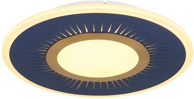 Plafondlamp woonkamerlamp plafondlamp eetkamerlamp rond, metaal acryl wit blauw, dimbare afstandsbediening, 1x LED 40W 1300Lm 2700-6000K, D 37,2 cm
