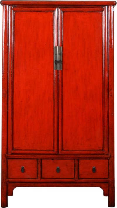 Fine Asianliving Antieke Chinese Kast Rood High Gloss B103xD49xH194cm Chinese Meubels Oosterse Kast
