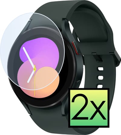 Screenprotector - 2 Stuks - Geschikt voor Samsung Watch 5 40 mm - Extra Sterk - Tempered Glass - Gehard Glas - Beschermglas Screen Cover - Bescherm Protector voor Smartwatch