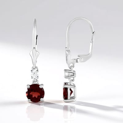 Cavill - Elegante Zilveren Oorhangers - 925 Sterling Zilver Verguld - Mozambique Granaten 2,9 ct & Tanzania Zirkoon - 32 mm - Luxe Oorbellen Dames
