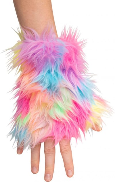 KIMU® Vingerloze Handschoenen Pastel Regenboog Bont - Handschoen Zonder Vingers Pride - Unicorn Gekleurd Handschoen Dames Heren Jongen Meisje Festival