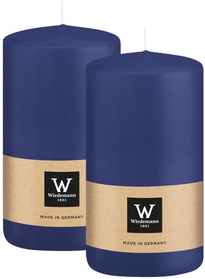 Wiedemann Cilinderkaars/stompkaars - 2x - donkerblauw - 12 x 6 cm - 33 branduren - zuilkaarsen