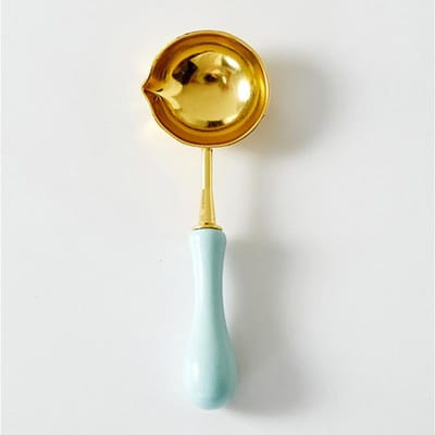 1PC Sealing Wax Spoon Wood Handle Retro Wax Stamping Spoons Fire Paint Melting Spoon Firing Stamp Envelopes Card Metal Tool beige