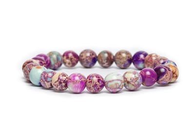 Bixorp Gems Paarse Sardonyx Edelstenen Armband - Gepolijste Edelsteen Kralenarmband