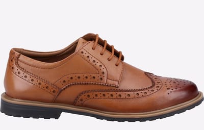 Hush Puppies Verity Leren Damesschoenen In Het Zandkleurige Brogue Model