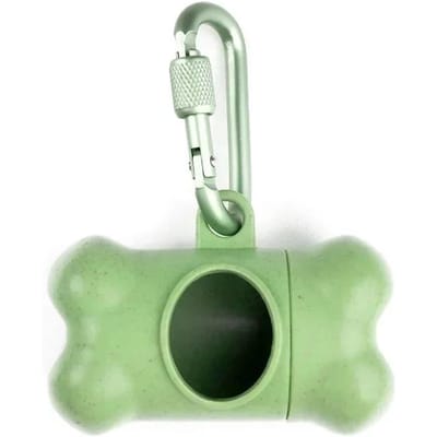 Distributeur de sacs à déjections canines en forme d'os, support de transport de déchets, distributeur de sacs à déjections canines, outil de nettoyage des déchets pour chiens, produits pour animaux de compagnie vert