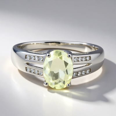 Cavill - Zilveren ring 925 Sterling Zilver - 0,92 ct Ovale Orthoklaas & 0,087 ct Witte Topaas - Elegant Design - Maat 17