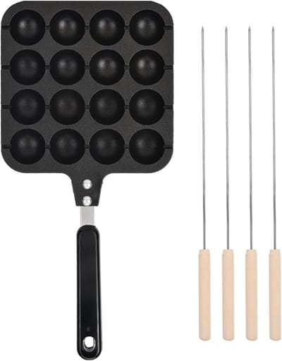 Takoyaki Pan - Pancake Maker - Snacks Maken - Antiaanbaklaag - 32.5 cm Lengte - Blauw