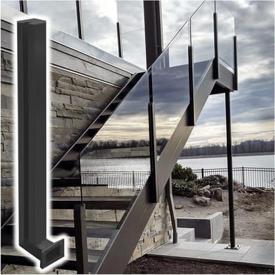 Dekreling Klempaal - Glazen Balustrade - Buitenruimte Verbeteren - Zijmontage Optie - 60 cm Hoogte - Zwart