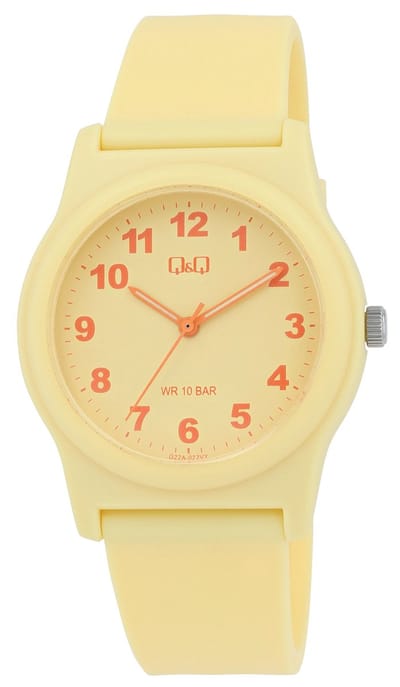 Q&Q -unisex-horloge- siliconen- 100 meter waterdicht-diameter 38 mm-oranje cijfers-sporten zwemmen
