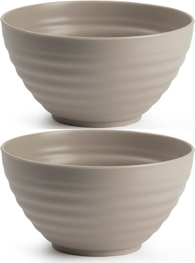 Plasticforte Kommetjes/schaaltjes - 4x - dessert/ontbijt - kunststof - D15 x 8 cm - taupe