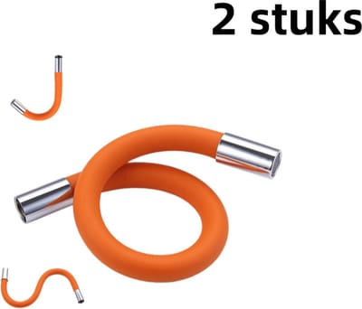 2-delige kraanverlenger, universele verlengbuisverlenger, spatwaterdichte verlengslang, draaibaar, oranje 25 cm