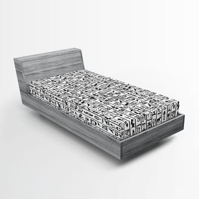 ABAKUHAUS Egyptisch hoeslaken, hiërogliefentaal, zachte decoratieve stof met elastische randen, 90 x 200 cm, zwart-wit